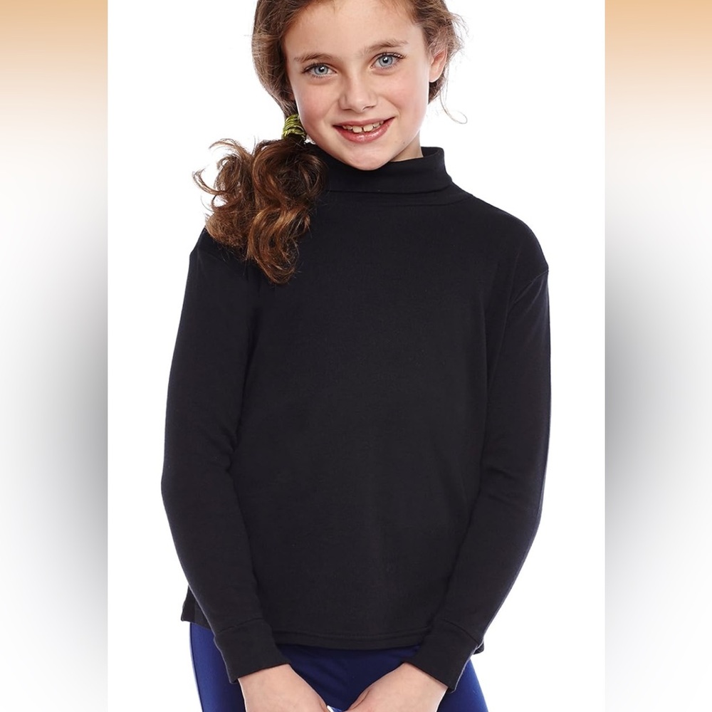 Toddler Girls/ Boys Solid Black Turtleneck Shirt 100% Cotton 3T - Picture 3 of 3